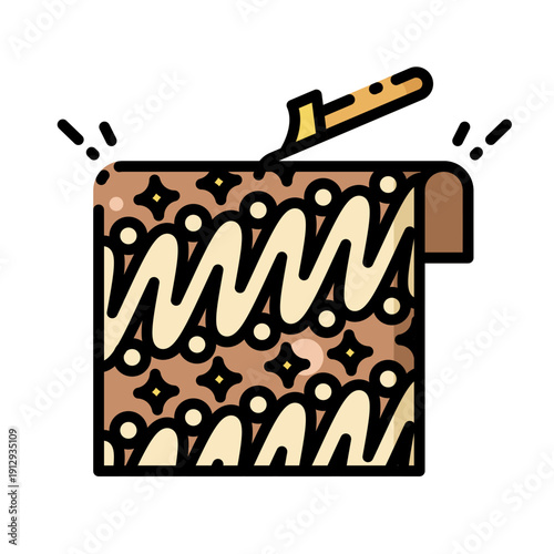 Photography Traditional Indonesian Batik Pattern Icon with Canting Tool Vector Illustration