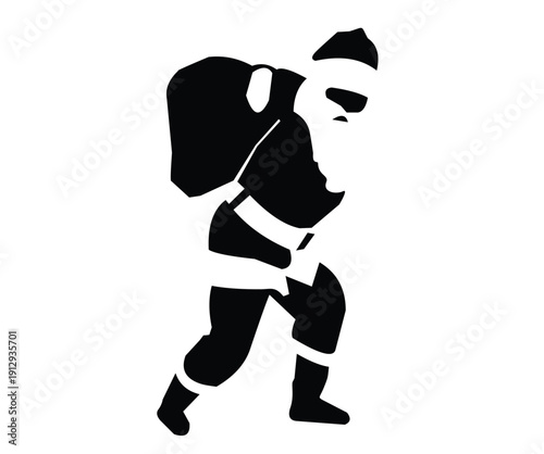 silhouette of Santa Claus bringing Christmas gifts