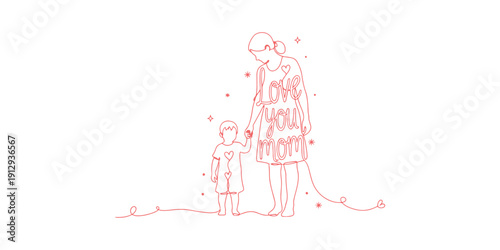 Adore you, Mom - Charming hand-drawn nursery poster featuring lettering in Scandinavian design