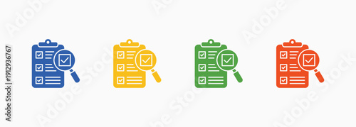 Examine Icon Set Color Multiple Style Collection Element For Design