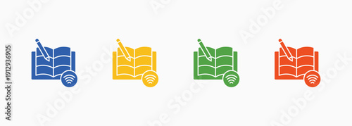 Online Learning Icon Set Color Multiple Style Collection Element For Design