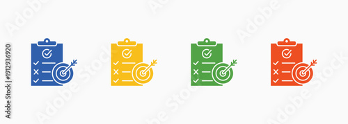 Objective Icon Set Color Multiple Style Collection Element For Design