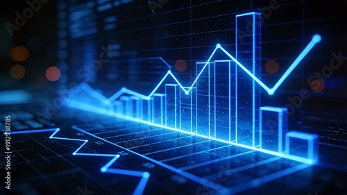 Wallpaper Mural Blue glowing financial data chart Torontodigital.ca