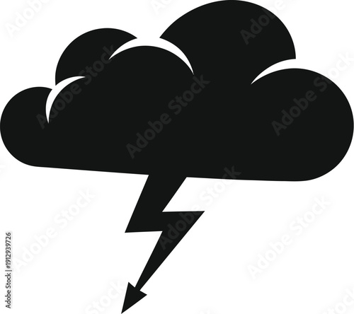 Ominous black thunder cloud graphic shows sharp lightning strike.