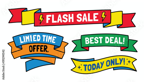 Set of discount and sale banners for retail promotion