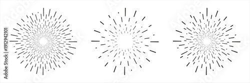Sunburst starburst radial burst with radiating light rays and concentric dots lines retro comic explosion on isolated background 