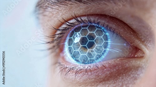 Wallpaper Mural Closeup of human eye with digital overlay Torontodigital.ca