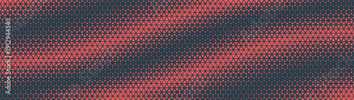 Ultra wide halftone wavy pattern featuring a series of triangles in red and black colors, creating a visually striking design suitable for backgrounds, wallpapers, and mod graphic projects