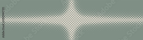 Boho scale halftone pattern blink star shape ultra wide 32:9 aspect ratio pale green vector abstract background. Bohemian vintage styled half tone panoramic format fancy graphical design elements