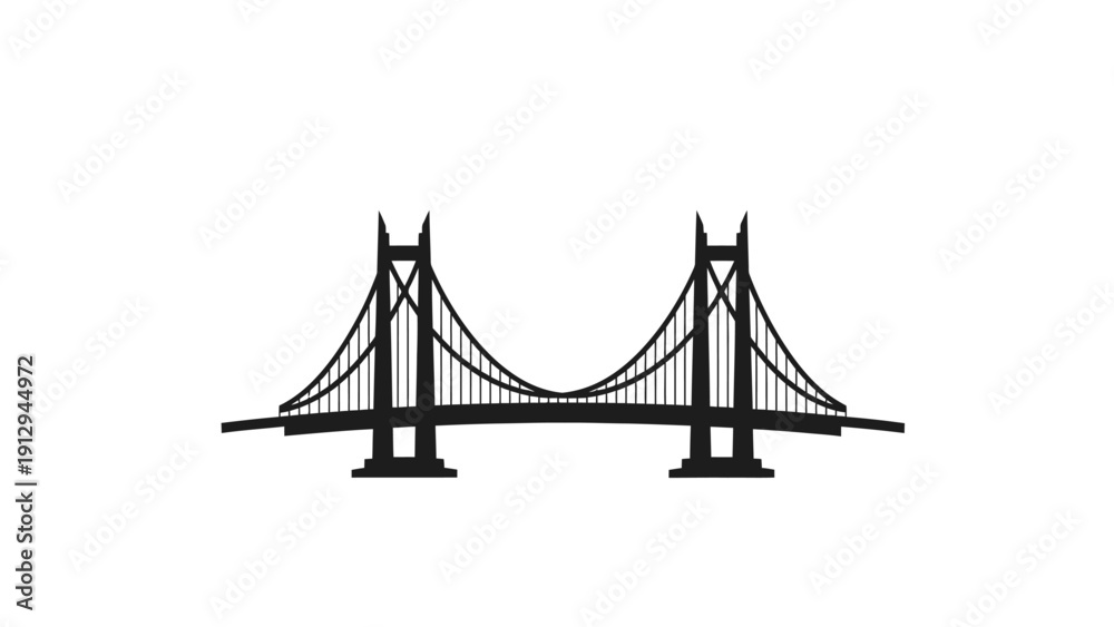 Fototapeta premium Suspension Bridge Silhouette Illustration Design.