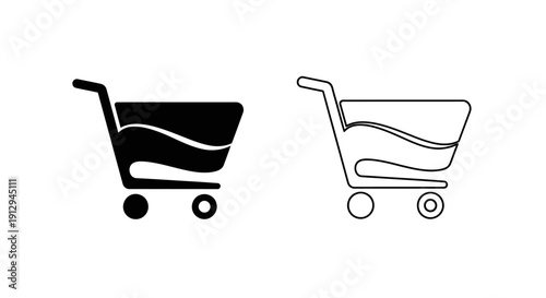 Shopping cart icons, minimalist shopping cart, e-commerce shopping cart, online shopping cart Vector