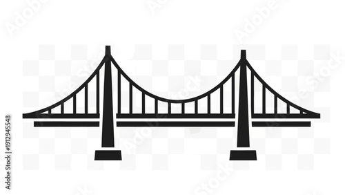 Suspension Bridge Silhouette Graphic Illustration Design.