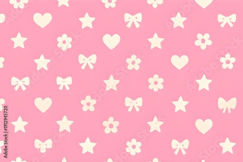 Lovely Background with Hearts and Ribbons, Romantic and Cute Decorative Pattern for Valentine, Celebration, and Love Theme
