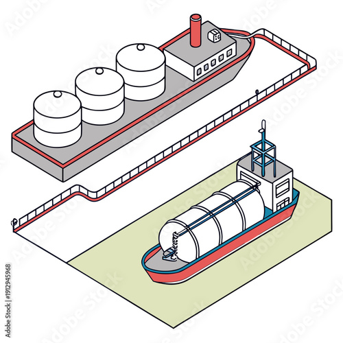 Natural gas transport ships with tanks and cargo holds