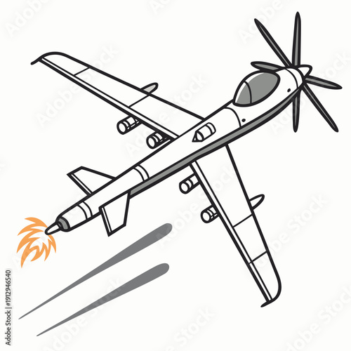 Drone airplane with missile ignition fire