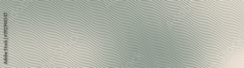 Diagonal wavy lines halftone pattern smooth blurred texture ultra wide 32:9 aspect ratio vintage light green vector abstract backdrop. Striped tilted structure half tone guilloche style wallpaper