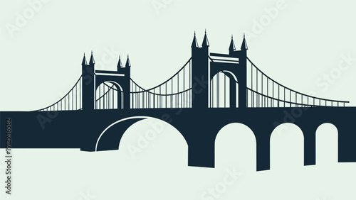 Tower Bridge Silhouette Illustration Design Element.