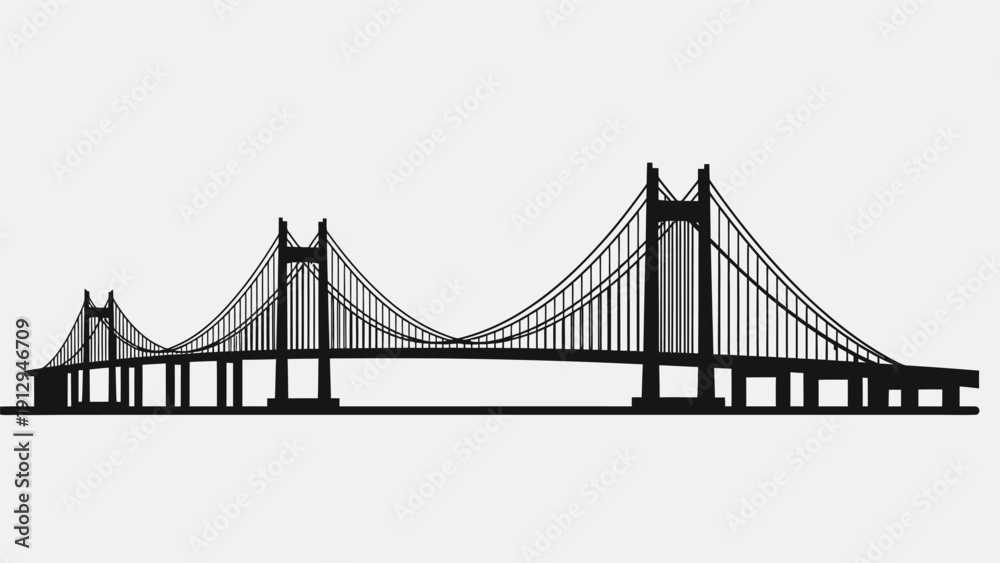Obraz premium Suspension Bridge Silhouette Illustration Design Element.