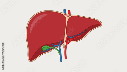Human Liver Anatomy Illustration Detailed View.