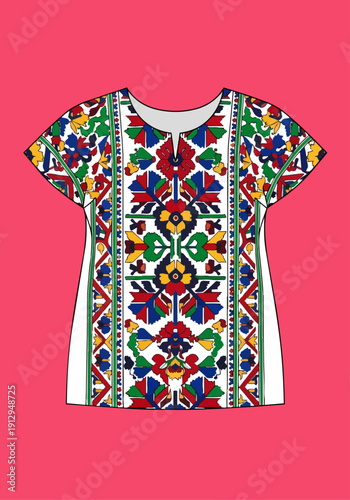 Ukrainian Vyshyvanka shirt folk vector embroidery pattern design