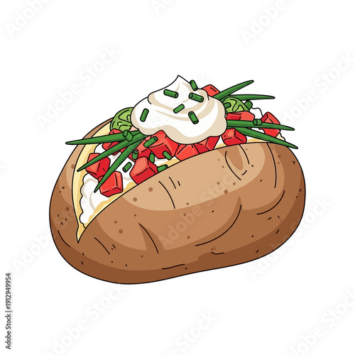 Delicious Baked Potato Illustration with Toppings