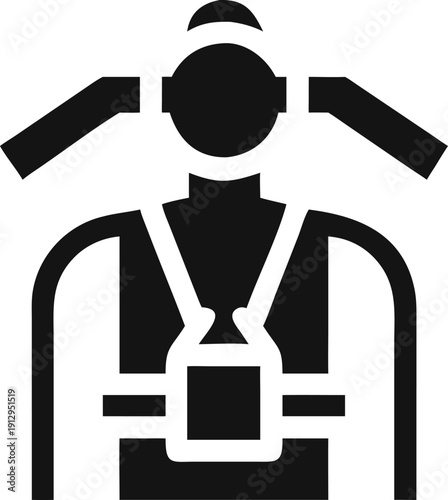 Icon of a person wearing a scuba diving respirator and equipment for underwater exploration