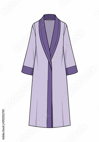 Long bathrobe flat sketch vector drawing technical fashion illustration design