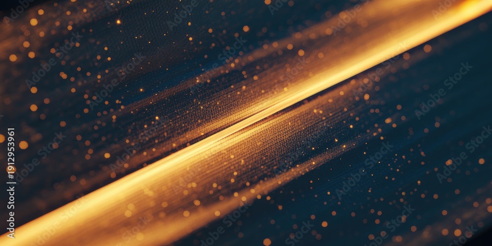 Obraz premium A glowing golden light streaks across a dark starry night sky