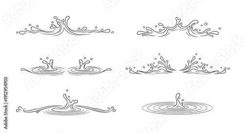 Water splash dividers and decorative elements for design