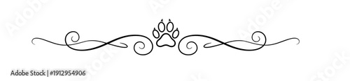 Decorative floral divider with paw print element for embellishing designs