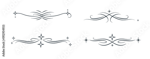 Decorative vector ornaments in elegant style with stars and swirls, isolated on white background