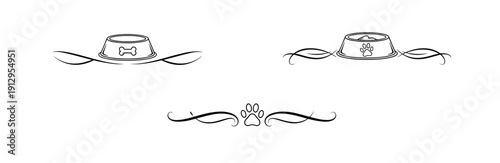 Pet products decorative design elements with playful motifs