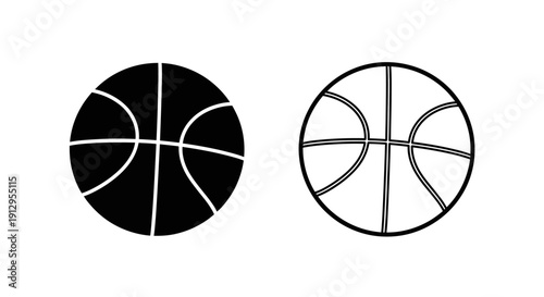 Basketball icon design, minimalist sports graphic, vector art, black and white Vector