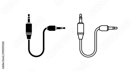Audio cable connector types for electronics and devices Vector