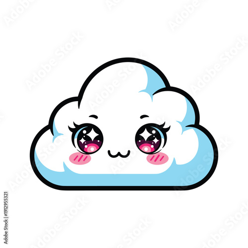 A cute cartoon cloud with a smiling face Vector