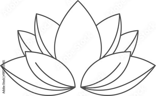 Minimalist lotus flower on white background, symbol of purity and peace