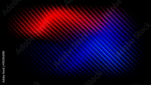 Abstract Neon Red and Blue Gradient Background with Diagonal Stripes and Glow, Futuristic Dark Tech Light Effect for Modern Digital Design, Music Covers and Posters