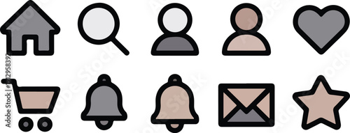 Minimalist ui icons set for website navigation