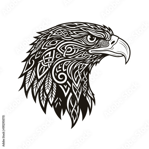 Wallpaper Mural Celtic Eagle Head Tattoo Design, Tribal Art, Ornated Bird of Prey Torontodigital.ca