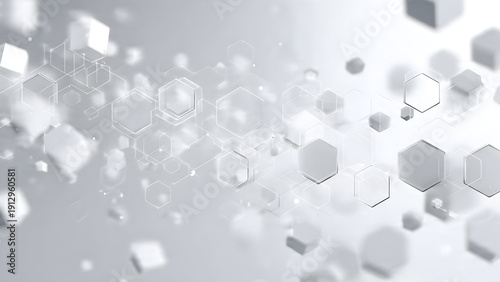 White minimalist tech header banner with subtle hexagonal digital layout
