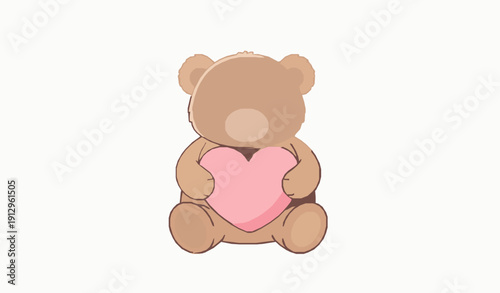 Teddy Bear with Heart: A cuddly teddy bear, clutching a bright pink heart, radiates love and affection, perfect for conveying warmth and care.