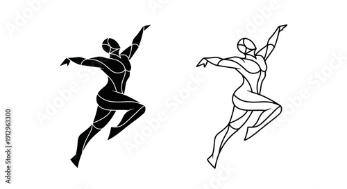 Dancers in motion: graceful ballet and contemporary dance silhouettes Vector