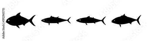 Jack Crevalle Fish Silhouettes Vector Illustration