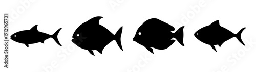 Jack Crevalle Fish Silhouettes Set on White Background vector illustration