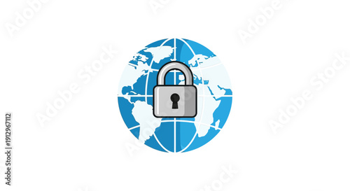 Global Security Lockdown Concept with Padlock.