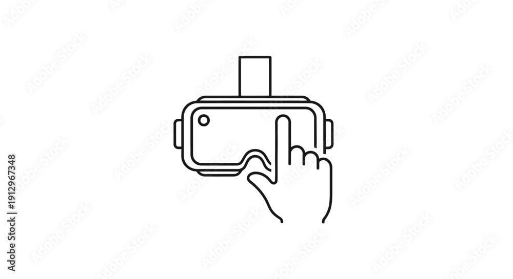 Fototapeta premium Hand interacting with virtual reality headset.