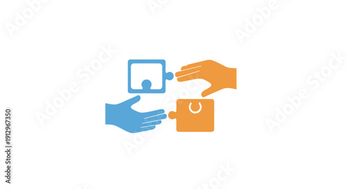 Hands Exchanging Digital Information Securely.