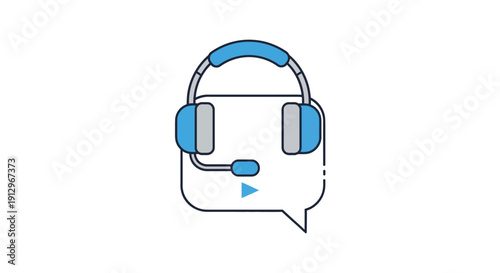 Headset with Microphone in Speech Bubble.