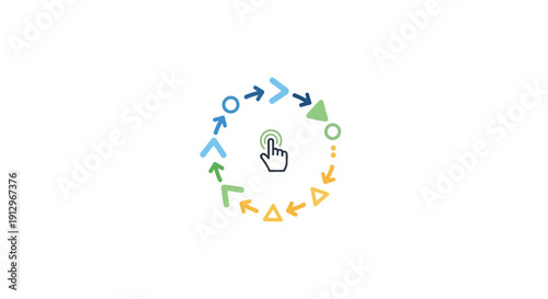 Hand with circular arrows icon.