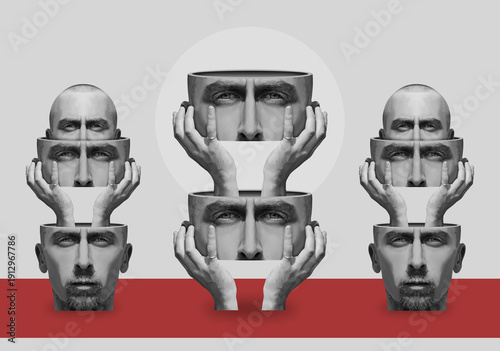 Portrait of a man in surrealism style (digital illustration)	